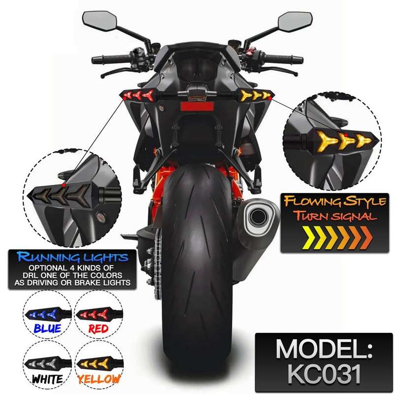 2 PCS KC031 Motorcycle Universal Flashing LED Turn Signal Brake Light(Yellow + Blue Light)