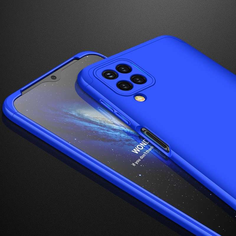 For Samsung Galaxy A12 GKK Three Stage Splicing Full Coverage PC Case(Blue)