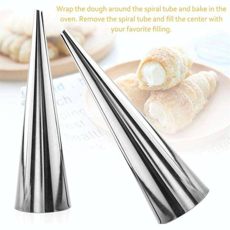 5 PCS Cone Roll Moulds Stainless Steel Spiral Nozzle Croissants Pastry Cream Horn Cake Mold(Small...