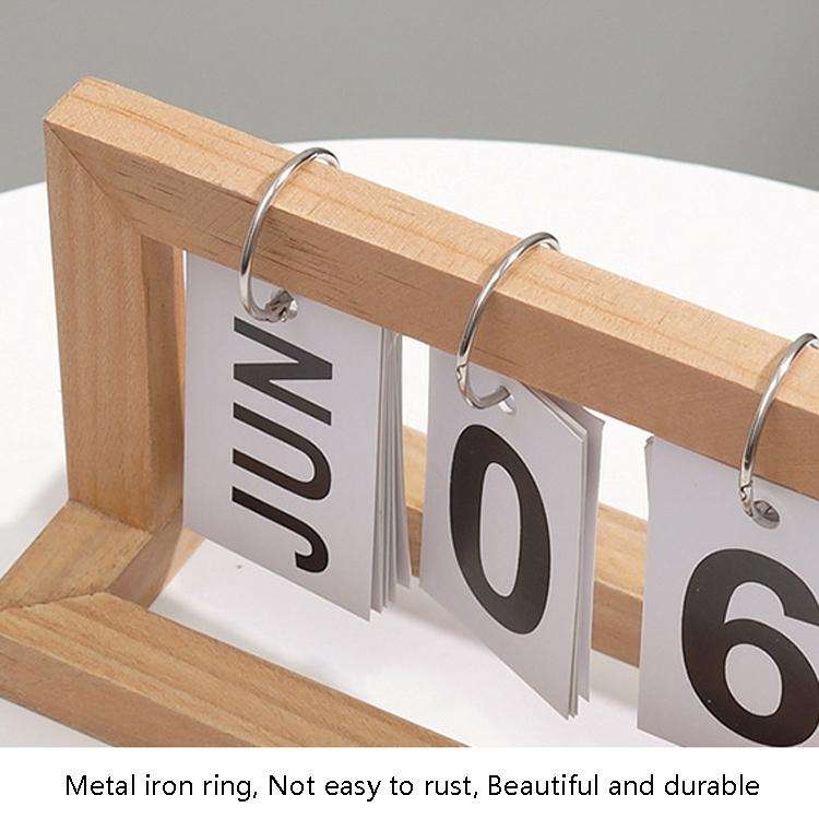 Wooden Flipping Calendar Simple Home Desktop Small Ornaments Study Desk Calendar(Black)