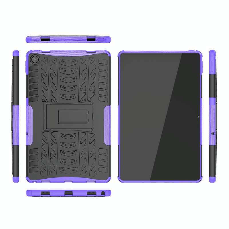 For Lenovo Tab M10 Plus 10.6 3rd Gen 2022 Tire Texture TPU+PC Shockproof Case with Holder(Purple)