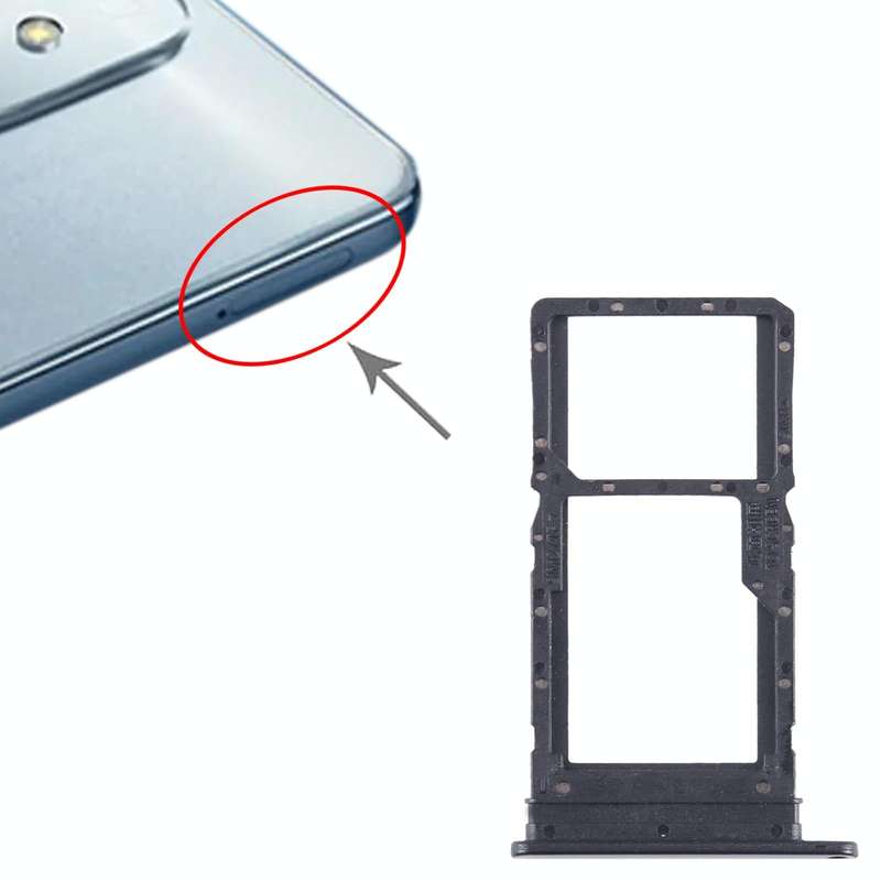 For Honor Play6T SIM + SIM / Micro SD Card Tray (Black)