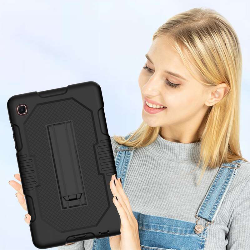 For Samsung Galaxy A7 Lite T220 Contrast Color Robot Shockproof Silicone + PC Tablet Case(Black)