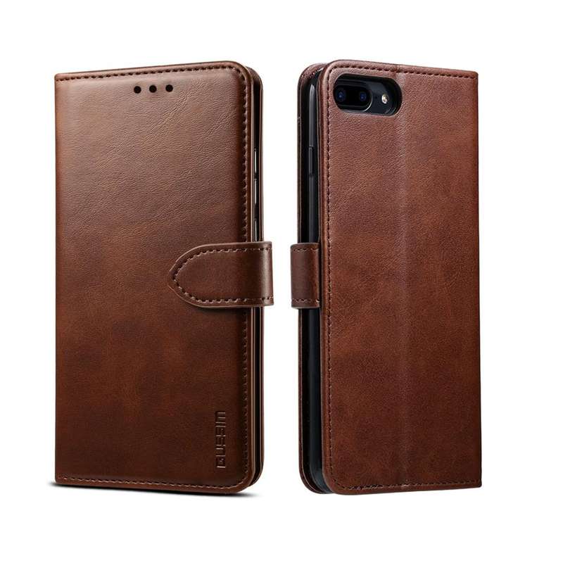 For iPhone 8 Plus / 7 Plus GUSSIM Magnetic Horizontal Flip Leather Case with Holder & Card Slots ...