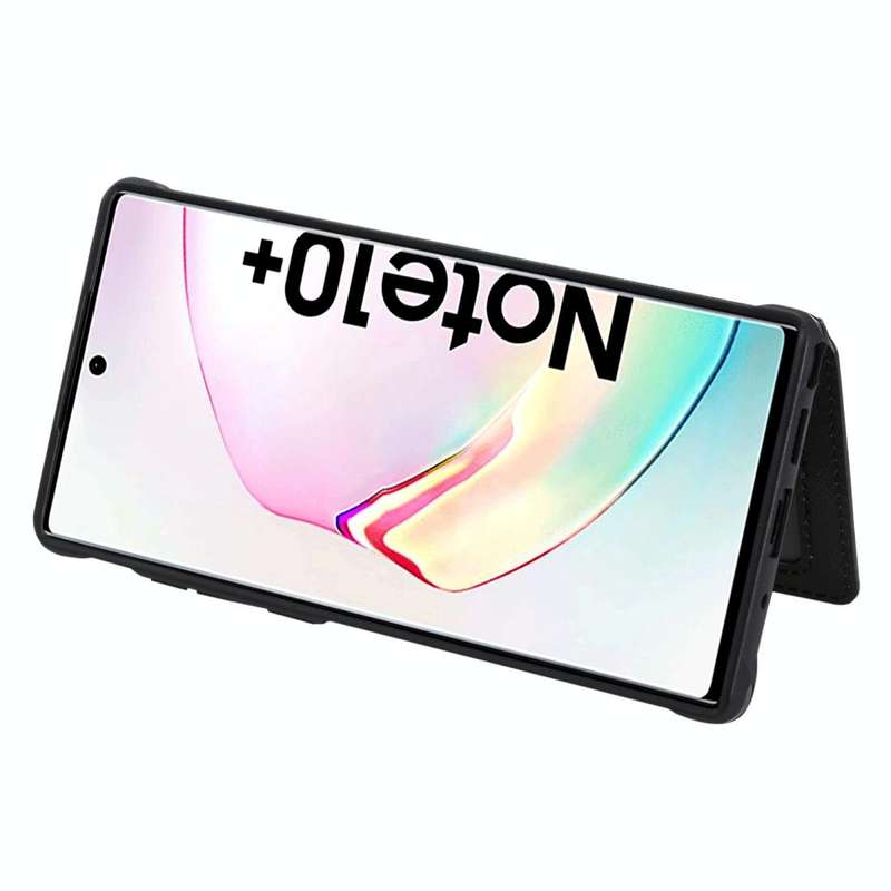 For Galaxy Note 10 Plus Zipper Shockproof Protective Case with Card Slots & Bracket & Photo Holde...