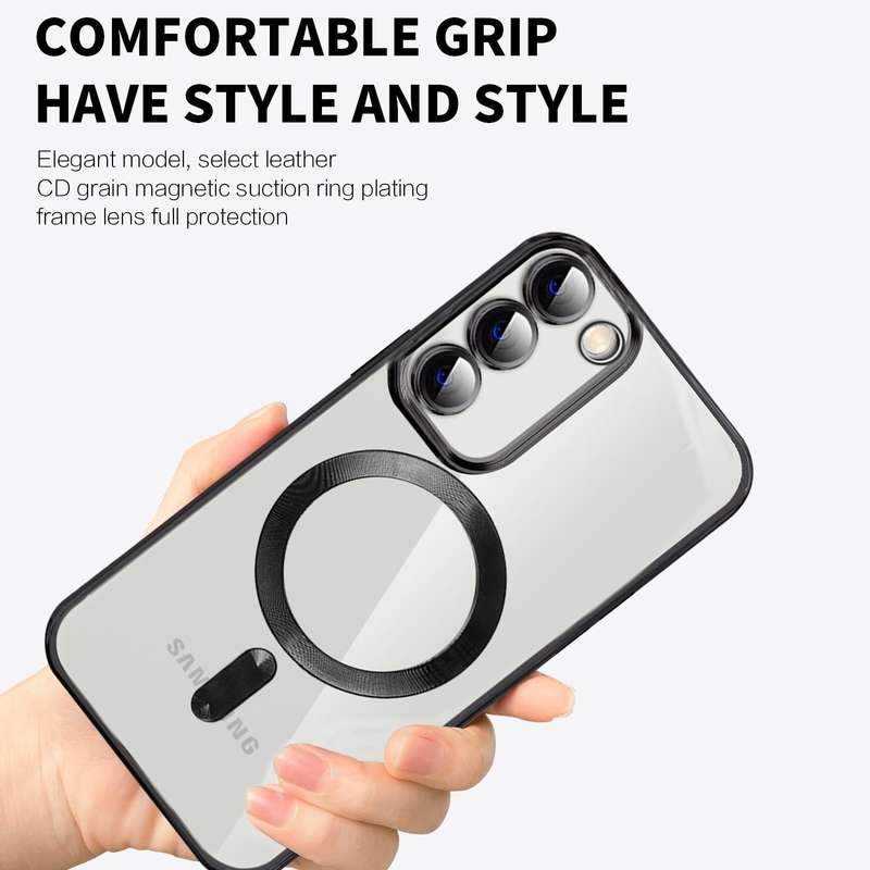 For Samsung Galaxy S20 FE CD Texture Plating TPU MagSafe Phone Case with Lens Film(Sierra Blue)