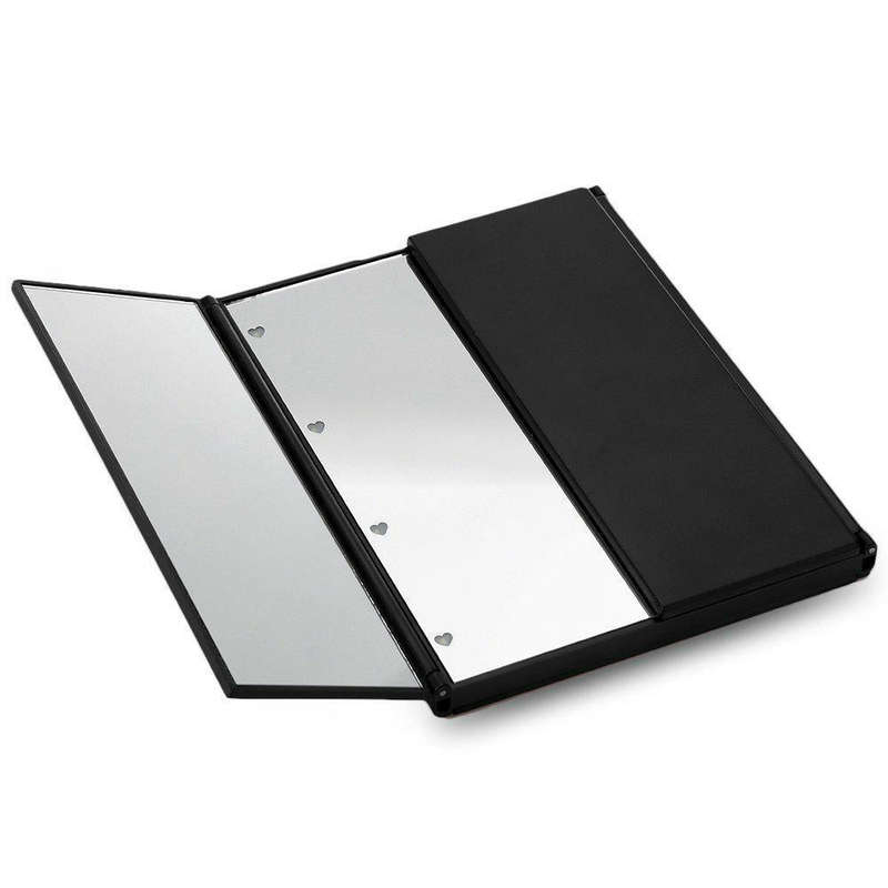 Tri-Fold Mirror LED 8 Lights Makeup Mirror(Black)