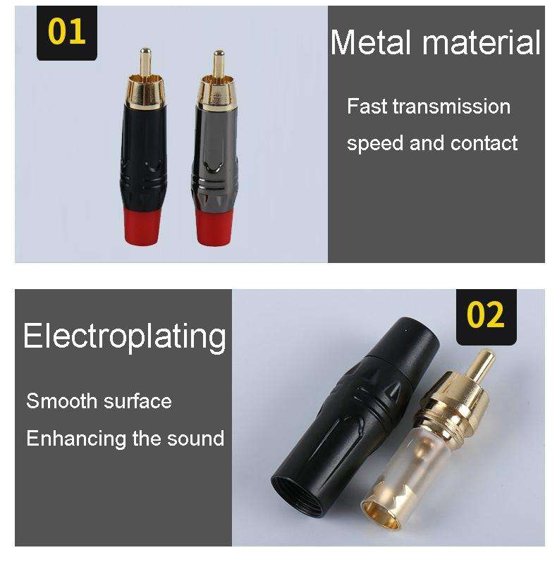 Pure Copper Soldered RCA Male Audio/Video Plug Assembled With AV Lotus Connector(Red)