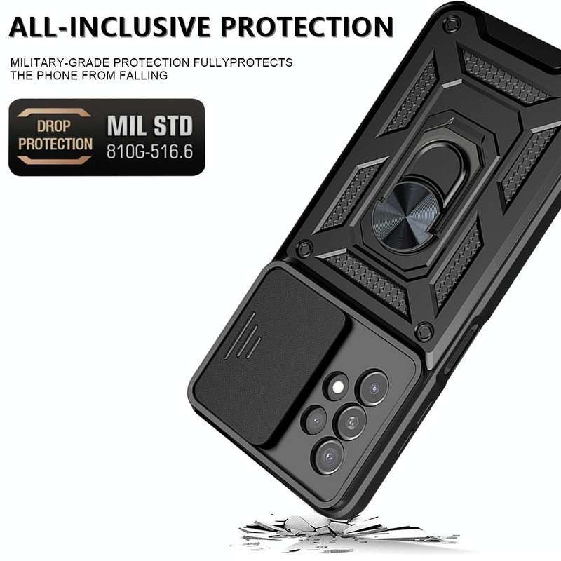 For Samsung Galaxy A13 4G Sliding Camera Cover TPU+PC Phone Case(Black)