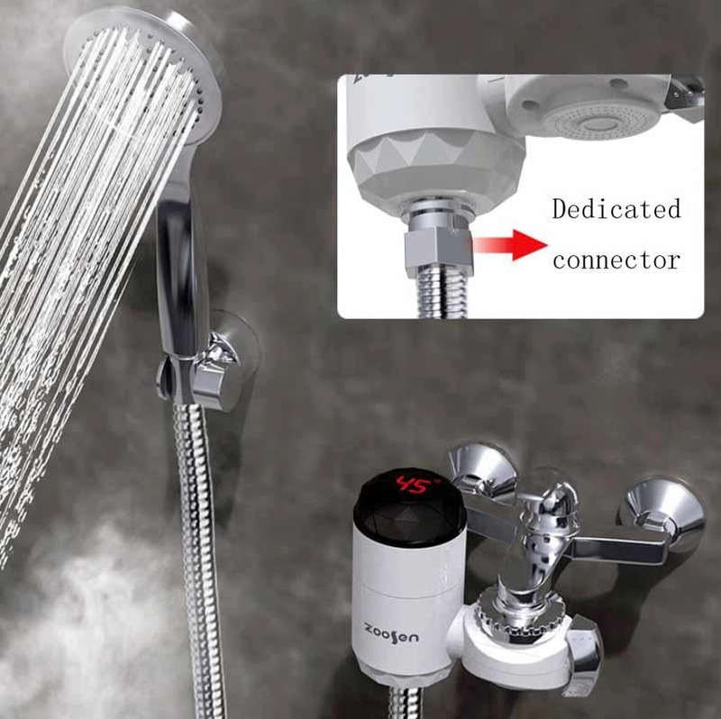 Zoosen Electric Hot Water Faucet Connection Type Instant Hot Water Faucet EU Plug, Style:White