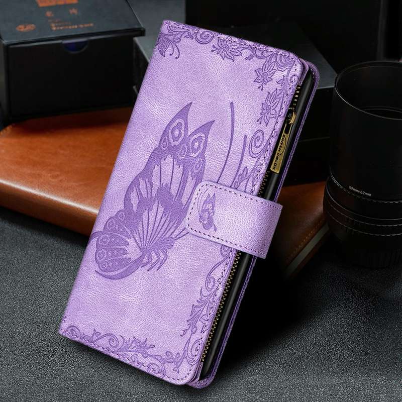 For iPhone 8 Plus / 7 Plus Flying Butterfly Embossing Pattern Zipper Horizontal Flip Leather Case...