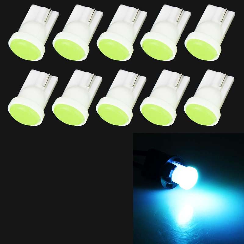 10 PCS T10/W5W/194/501/168 0.4W 20LM 6500K COB Bulbs Car Reading Lamp Clearance Light, DC 12V(Ice...