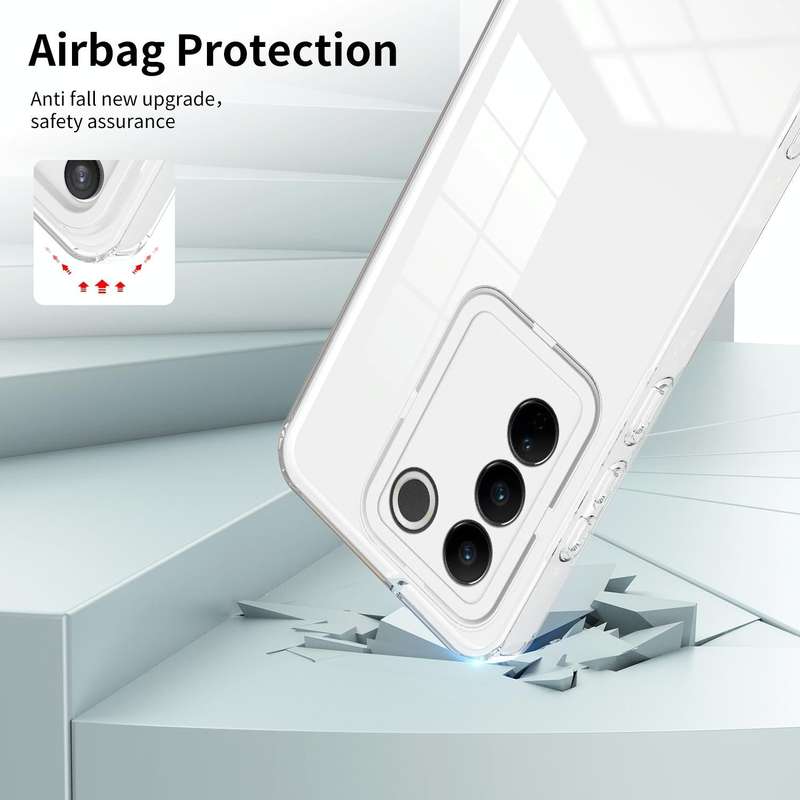 For vivo V27 3 in 1 Clear TPU Color PC Frame Phone Case(White)