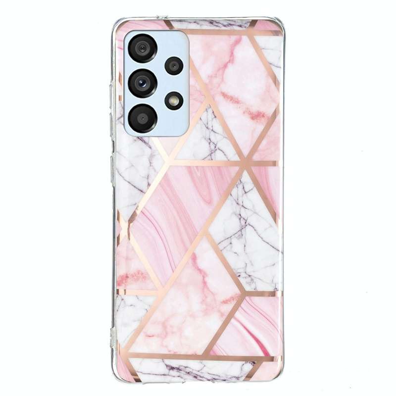 For Samsung Galaxy A53 Electroplated Marble Pattern TPU Phone Case(Pink and White)
