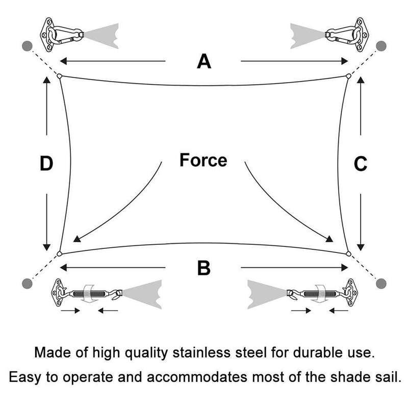 18 PCS / Set Shade Sail 304 Stainless Steel Accessories Outdoor Shade Flower Basket Screws Diamon...