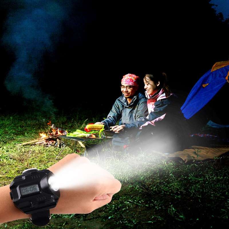 HT-8008 Multi-functional Rechargeable LED Flashlight Watch with Compass