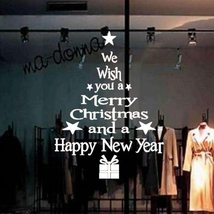 Blessing Christmas Tree Living Room Window Glass Door Removable Christmas Wall Sticker Decoration...
