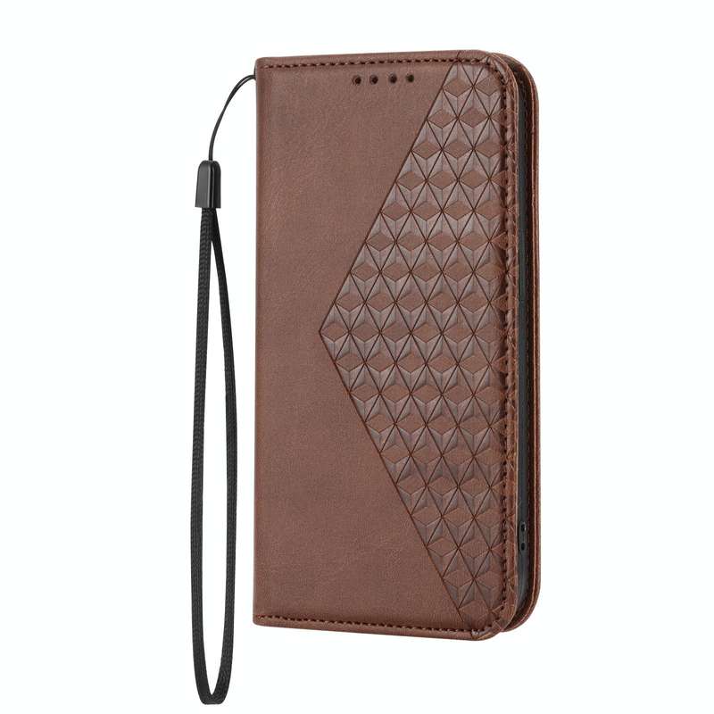 For iPhone 7 Plus / 8 Plus Cubic Grid Calf Texture Magnetic Closure Leather Phone Case(Brown)