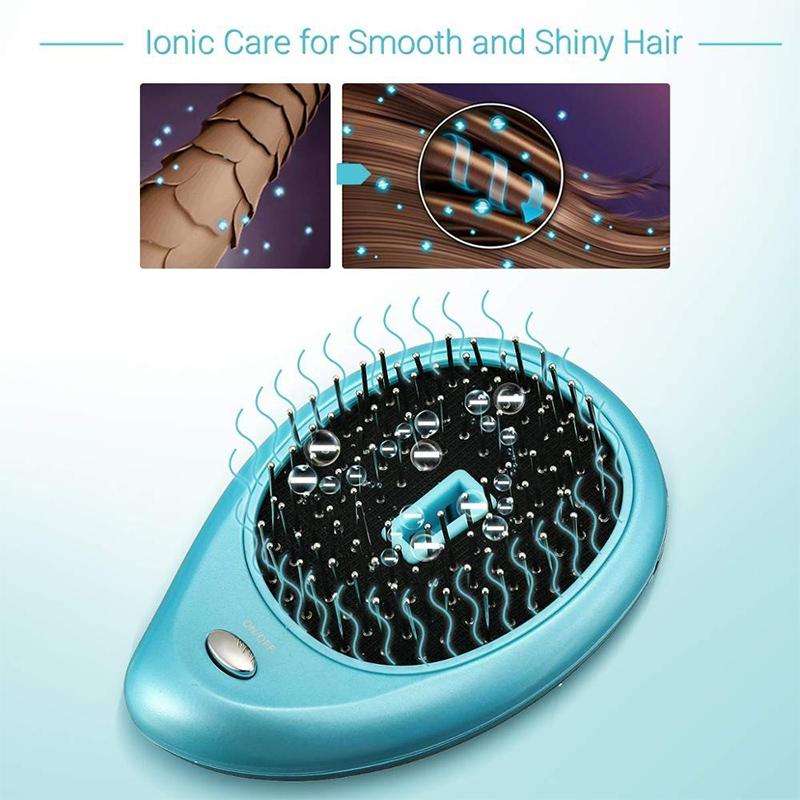 Portable Electric Hair Ionic Brush Hair Straightener Brush Negative Ion Comb Anti-static Massage ...