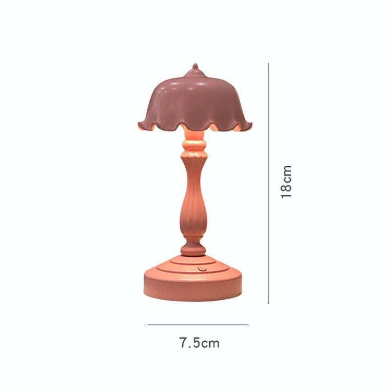 Retro Charging Table Lamp Bedroom Bed LED Eye Protection Light(LD05 Lotus Rose Red)