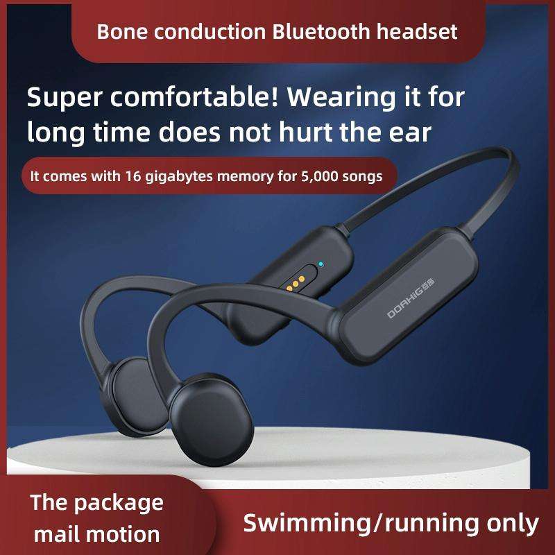 DG-X18 Bone Conduction Bluetooth Headphones Swimming IPX8 Waterproof Sports Headphones, Memory Ca...