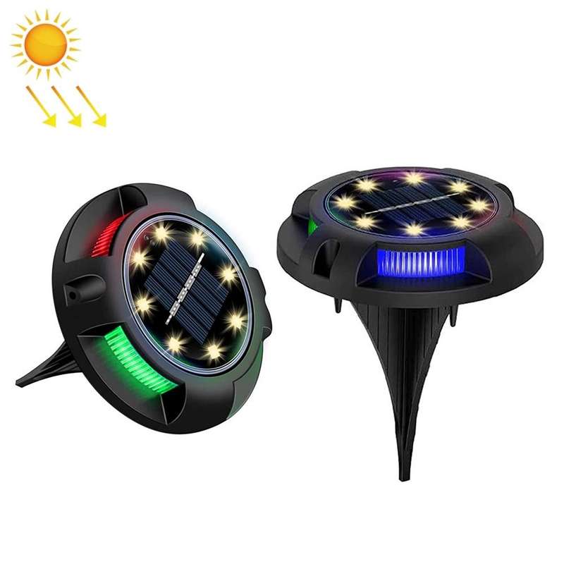 Outdoor Solar Underground Lamp Rotating Buried Lawn Lamp , Spec: 8 LEDs Warm+Color Light (Plastic...