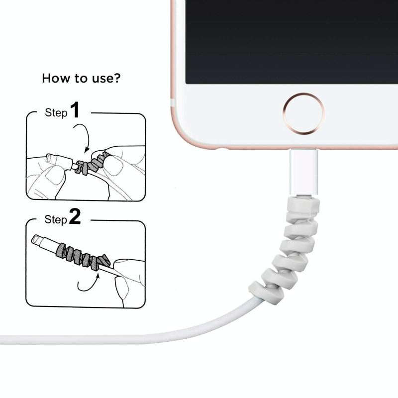 Spiral Style Silicone Data Cable Protective Cover Anti-wire Break Winder(Black)