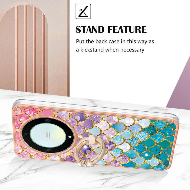 For Honor X9a / Magic5 Lite Electroplating IMD TPU Phone Case with Ring(Colorful Scales)