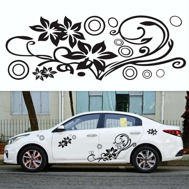 2 PCS/Set D-75 Flower Vine Pattern Car Modified Decorative Sticker(Black)