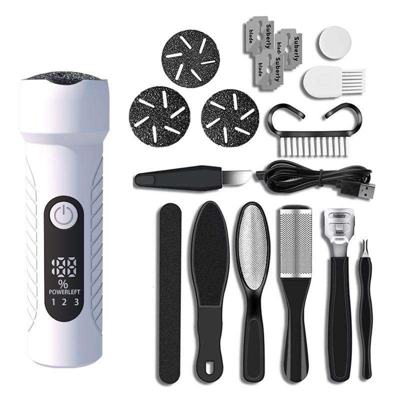 Electric Foot File Pedicure Kit Waterproof Feet Callus Remover, Spec: Kit 1 White
