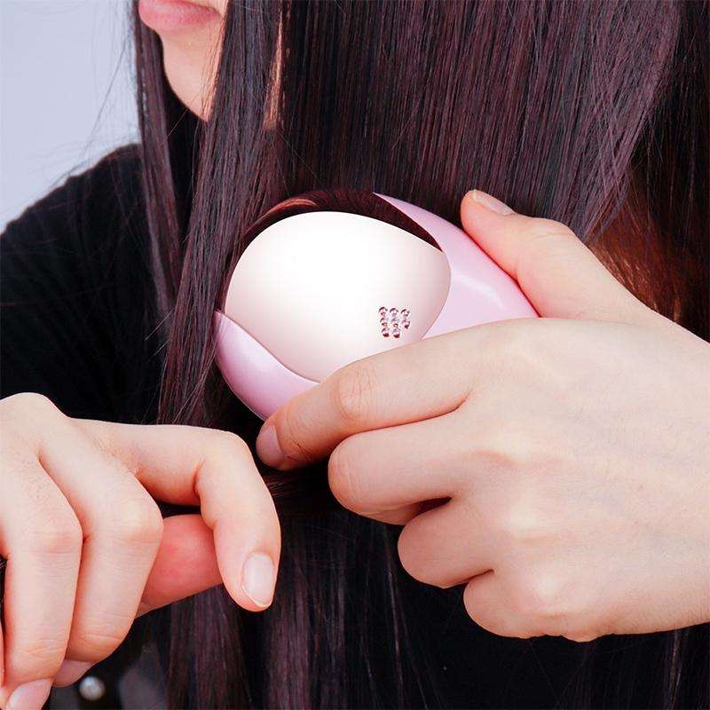 Portable Electric Hair Ionic Brush Hair Straightener Brush Negative Ion Comb Anti-static Massage ...