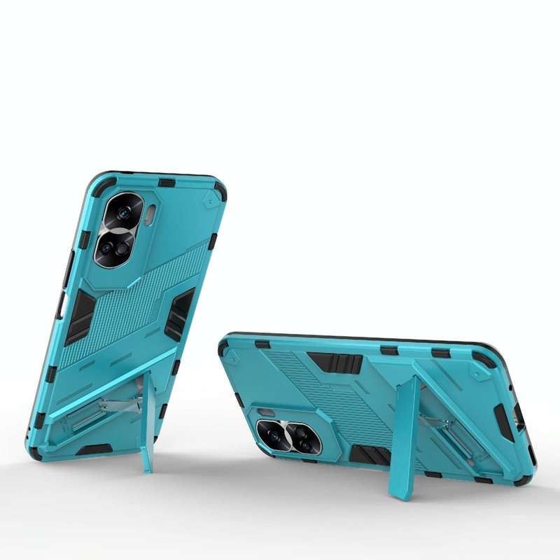 For Honor 90 Lite 5G Global Punk Armor 2 in 1 PC + TPU Phone Case with Holder(Blue)