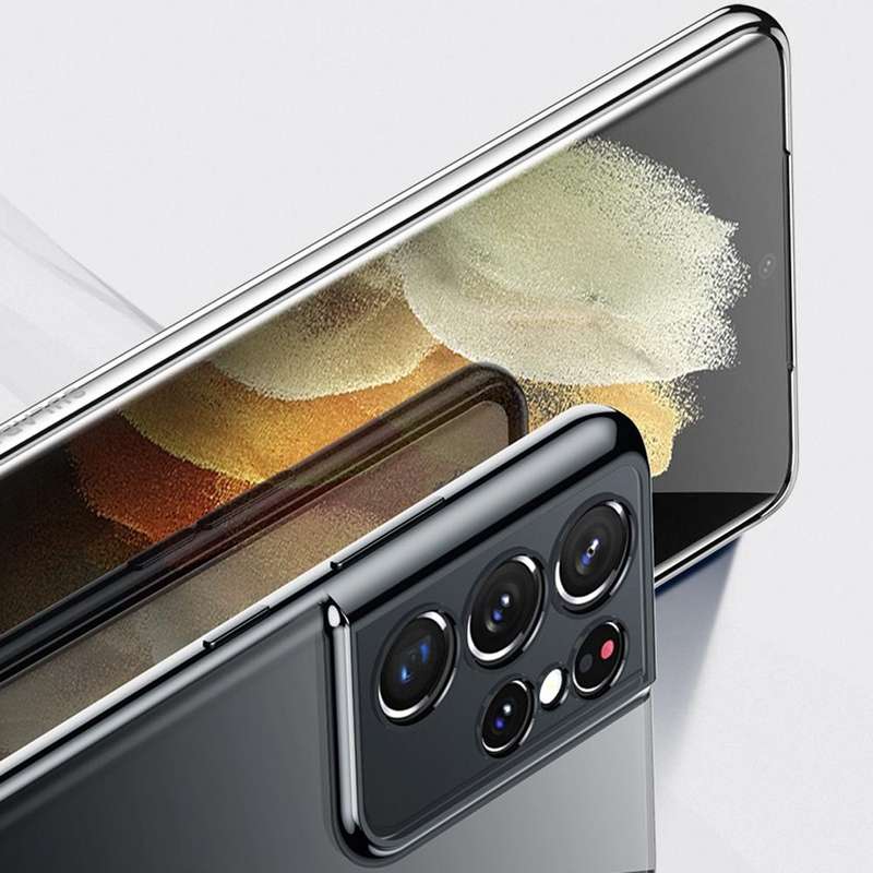 For Samsung Galaxy S21 Ultra 5G SULADA Shockproof Plating Silicone Transparent Protective Case(Si...