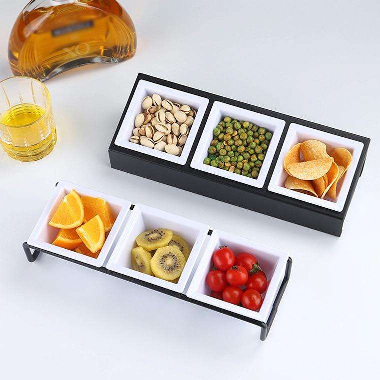 Stainless Steel Bar Plastic Fruit Plate Rack, without Fruit Dish, Grid Number:6 Grids(B Type)
