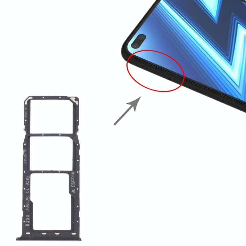For OPPO Realme 6 Pro RMX2061, RMX2063  SIM Card Tray + SIM Card Tray + Micro SD Card Tray (Black)