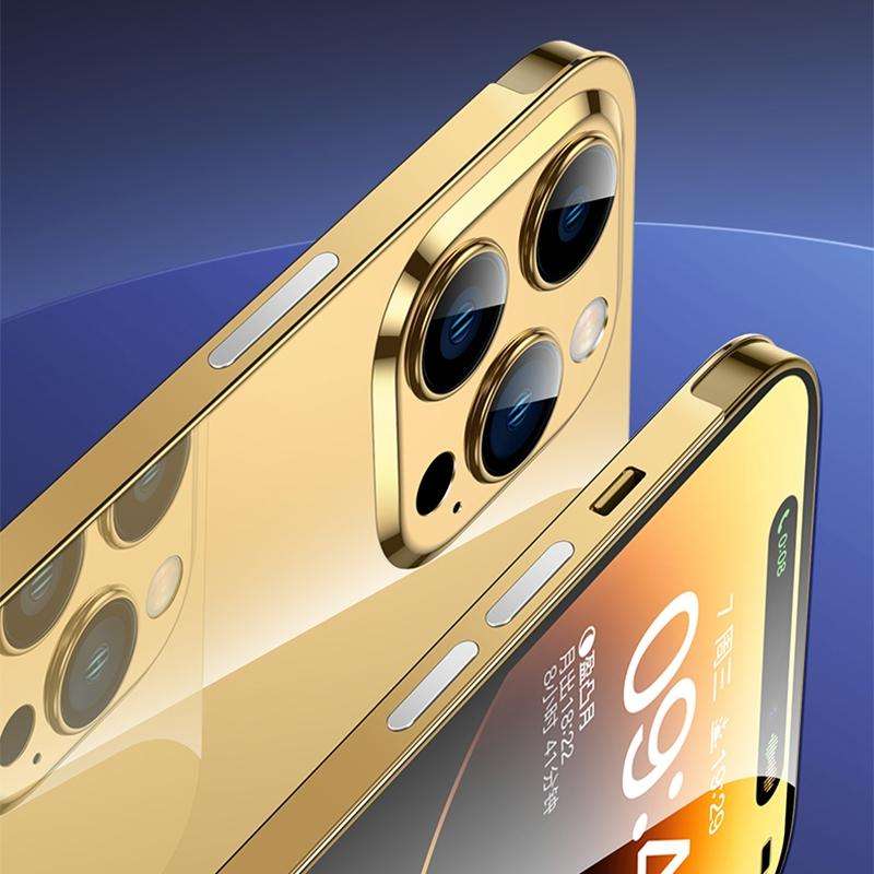 For iPhone 13 Pro Max Colorful Stainless Steel Phone Case(Gold)