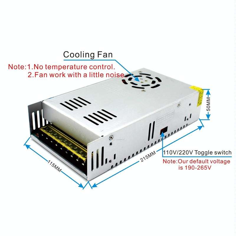 S-600-24 DC24V 25A 600W Light Bar Regulated Switching Power Supply LED Transformer, Size: 215 x 1...
