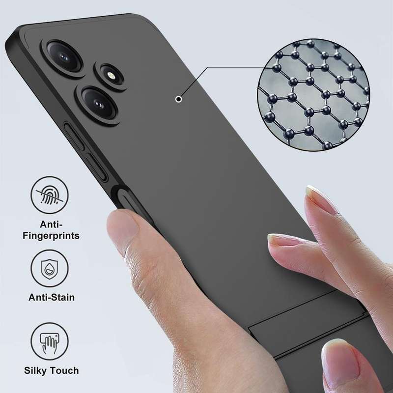 For Xiaomi Redmi 12 5G GKK Three Stage Splicing Full Coverage PC Phone Case with Stand(Black)