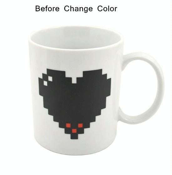 Creative Heart Magic Temperature Changing Cup Color Changing Chameleon Mugs Heat Sensitive Coffee...