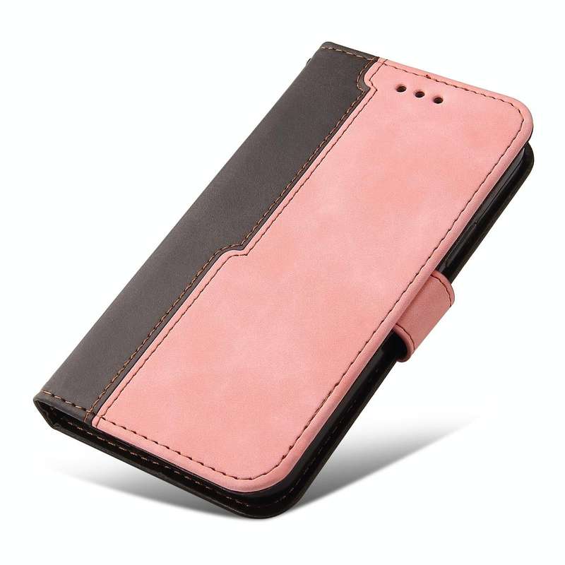For vivo Y76 5G/Y76S Stitching-Color Horizontal Flip Leather Case(Pink)