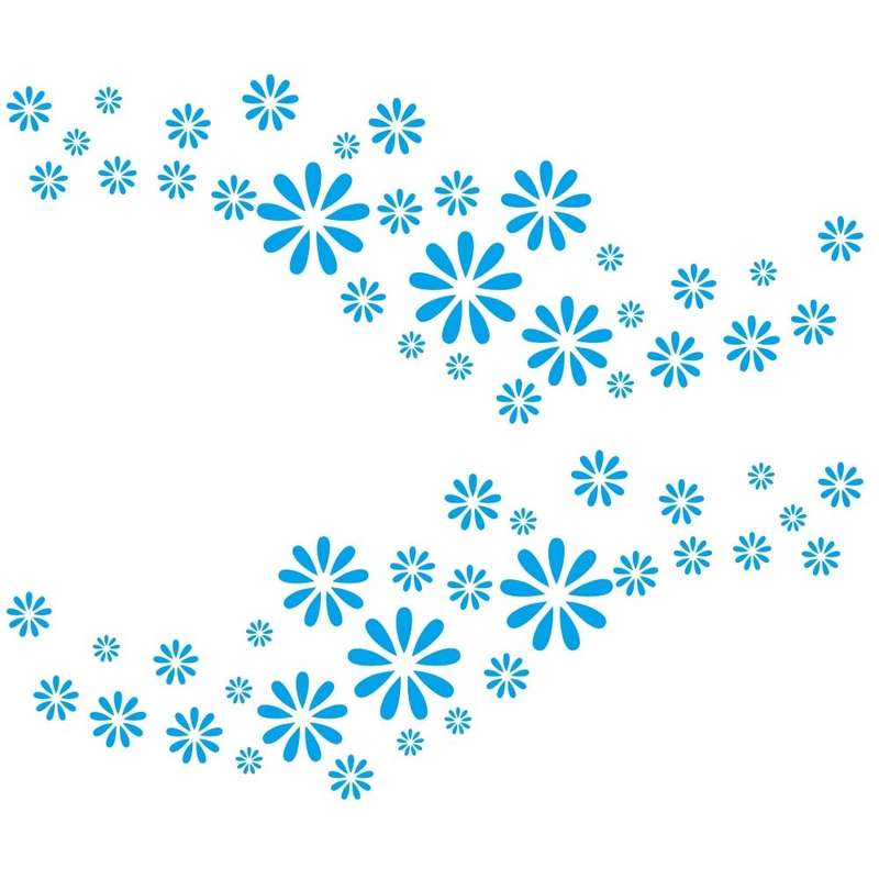 2 PCS/Set D-483 Flower Pattern Car Modified Decorative Sticker(Blue)