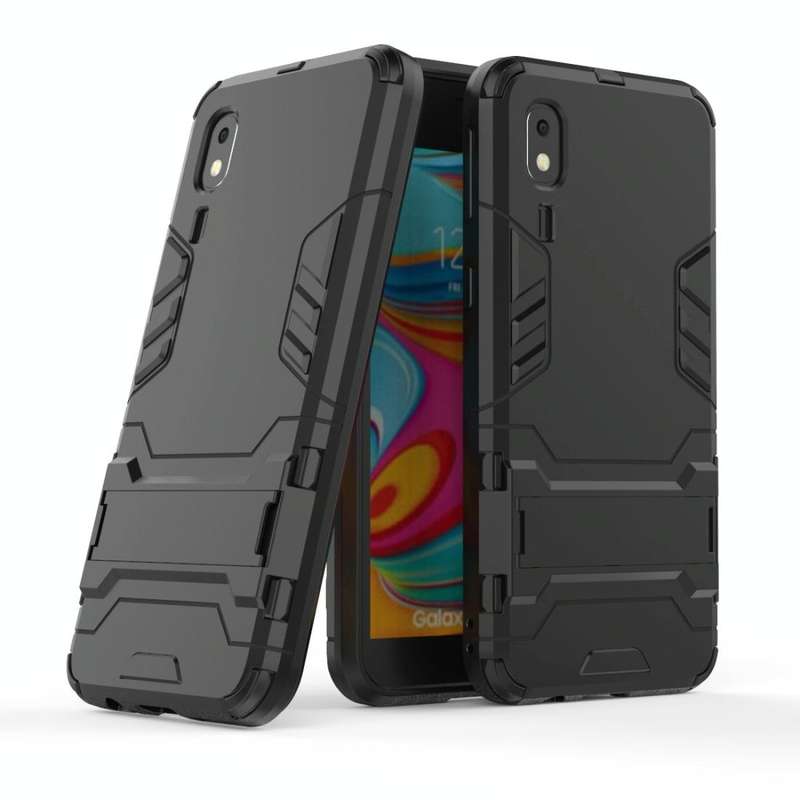 Shockproof PC + TPU Case for Galaxy A2 Core, with Holder(Black)