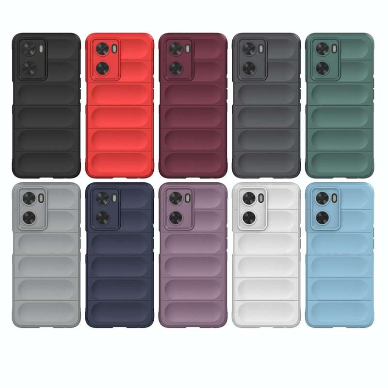 For OPPO A57 4G Global Magic Shield TPU + Flannel Phone Case(Light Blue)