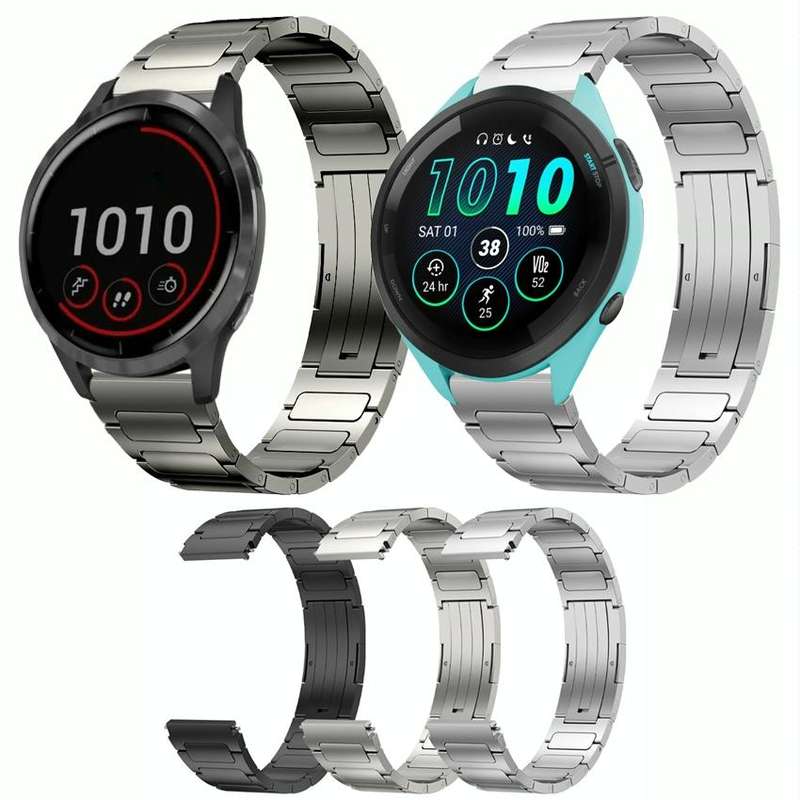 For Garmin Forerunner 255 22mm I-Shaped Titanium Alloy Watch Band(Black)