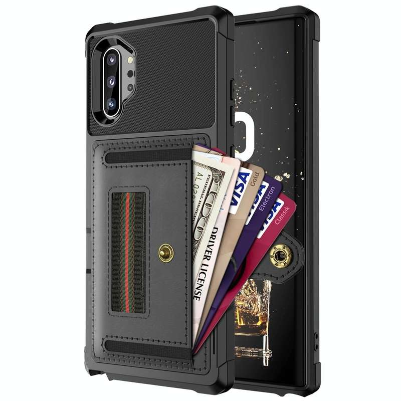 For Samsung Galaxy Note10+ ZM06 Card Bag TPU + Leather Phone Case(Black)