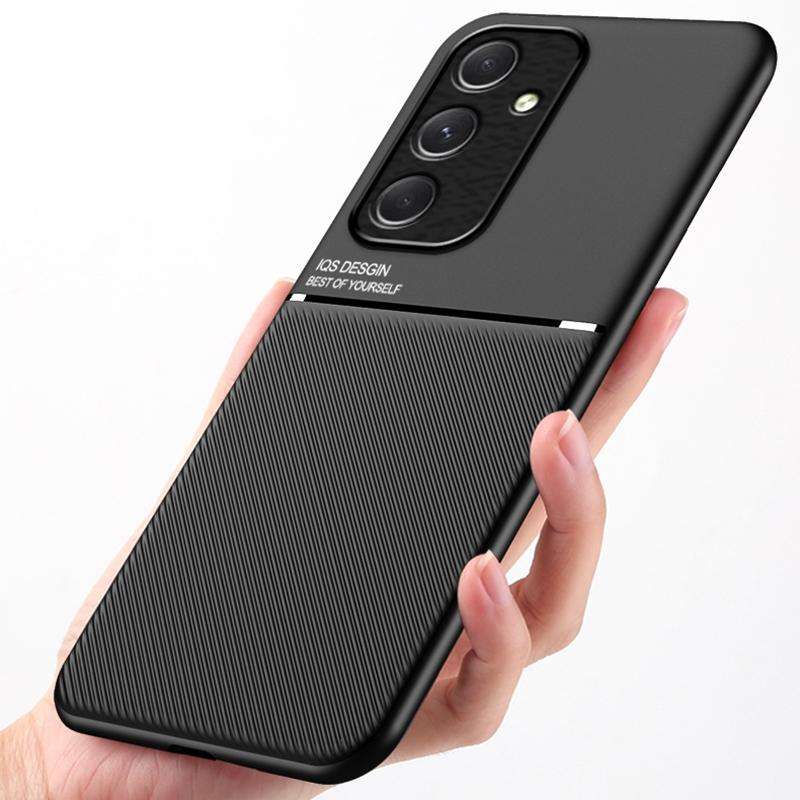 For Samsung Galaxy A55 Classic Tilt Strip Grain Magnetic Shockproof PC + TPU Phone Case(Green)