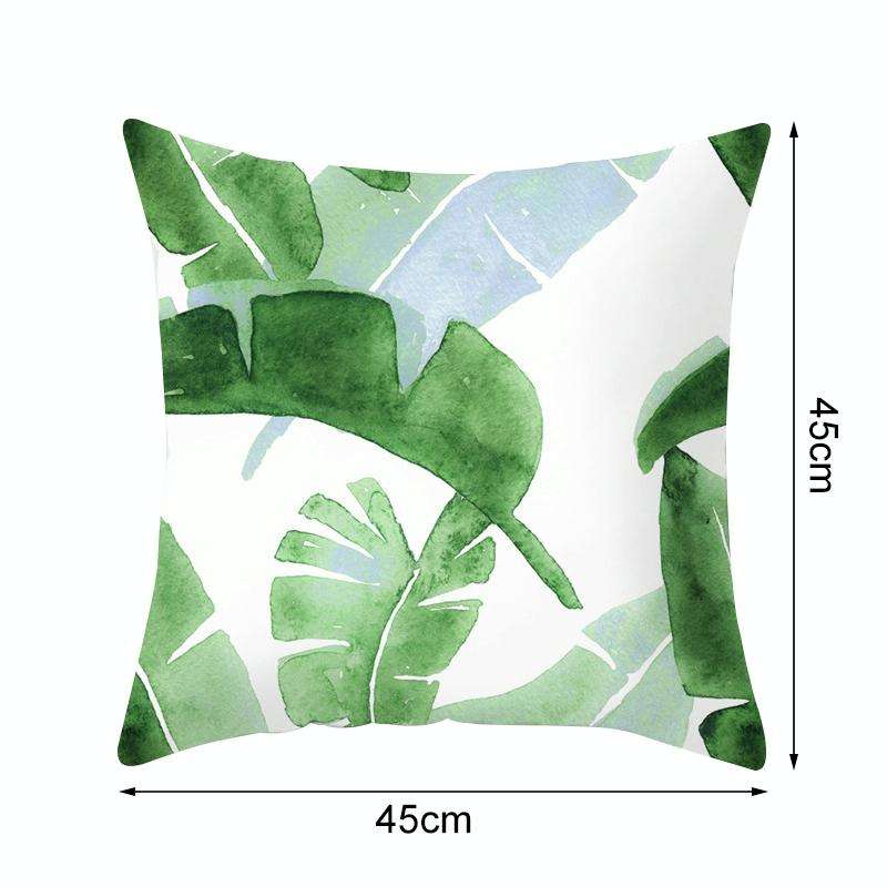 Tropical Plants Pillow Case Polyester Decorative Pillowcases Green Leaves Throw Pillow Cover Squa...