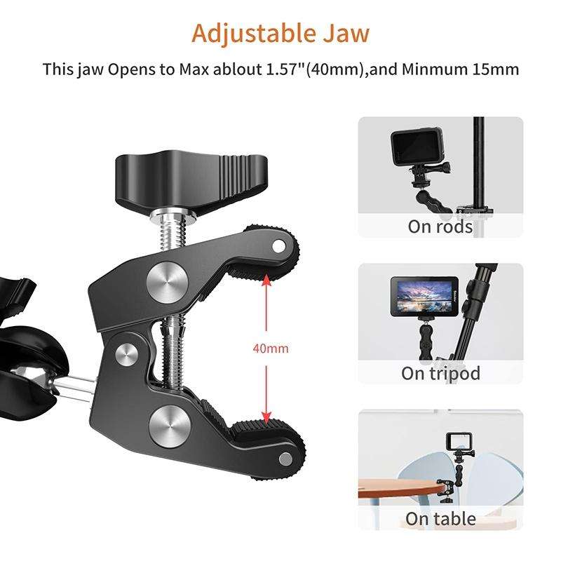 JMSUZ 124124 SLR Camera Rail Adjustable Clamp Crab Clamp+Magic Arm