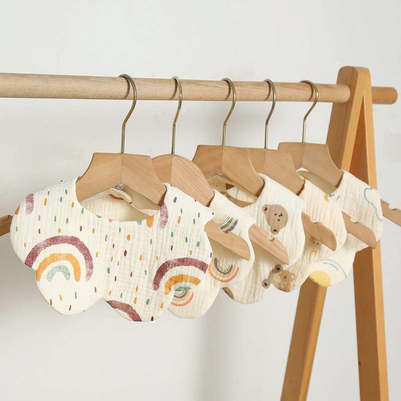 Pure Cotton 6-layer Seersucker Bib Baby Saliva Napkin Newborn Toddler Soft Burp Cloth, Style: Yel...