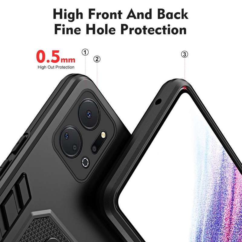 For Honor X7a 2023 Variety Brave Armor Finger Loop Holder Phone Case(Black)